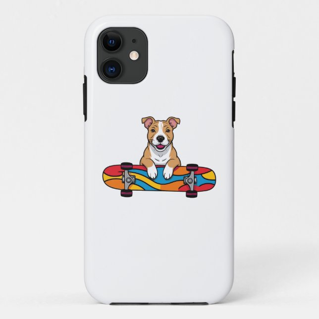 Coques Case-Mate iPhone Couteau Bull Terrier sur skateboard (Dos)