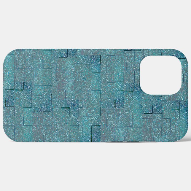 Coques Case-Mate iPhone Coutules en mosaïque de forme cyan à gris (Verso (horizontal))