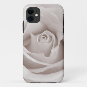 Coque iPhone 11 Coutume rose blanche et crème de sépia vintage