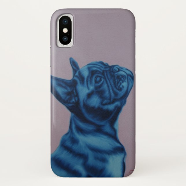Coques Case-Mate iPhone Couverture bleue d'iPhone de Frenchie (Dos)