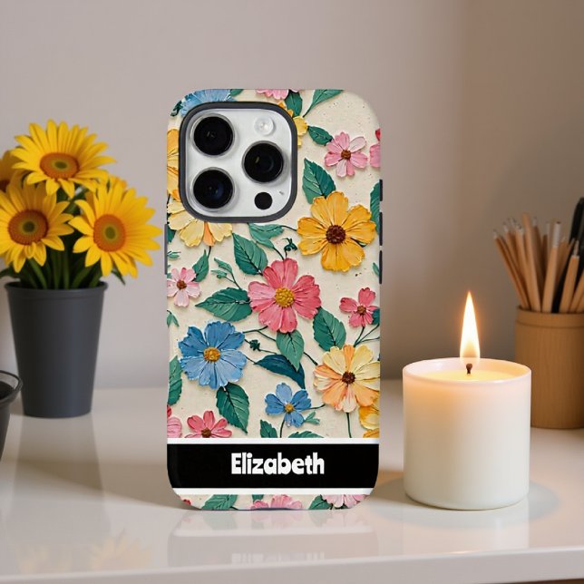 Coques Case-Mate iPhone Couverture de jardin à fleurs impasto personnalisa (Créateur téléchargé)