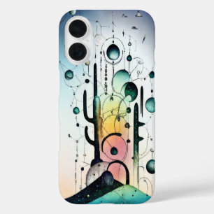 Coque Pour iPhone 16 Couverture de monde de cactus surréaliste abstrait