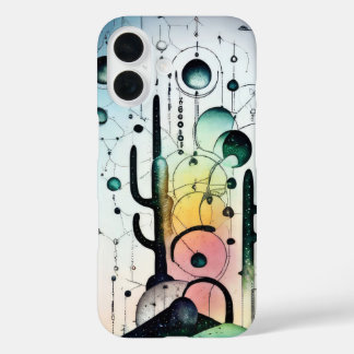 Coque Pour iPhone 16 Couverture de monde de cactus surréaliste abstrait