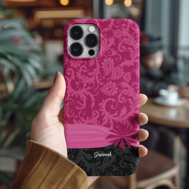 Coques Case-Mate iPhone Couverture d'iPhone Damask personnalisée rose et n (Créateur téléchargé)