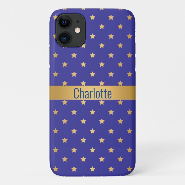 Coques Case-Mate iPhone COUVERTURE IPHONE BLUE GOLD STAR personnalisable (Dos)