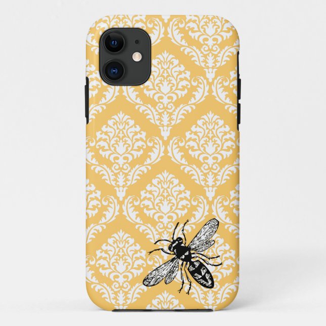 Coques Case-Mate iPhone Couverture jaune d'iPhone de frelon d'abeille de (Dos)