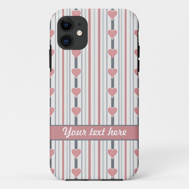 Coques Case-Mate iPhone Couverture personnalisée Coeurs et rayures iPhone  (Dos)