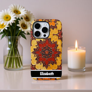 Coque iPhone 16 Pro Couverture téléphonique en fleurs Mandala personna