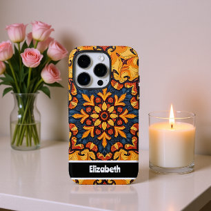 Coque iPhone 16 Pro Couverture téléphonique Mandala bleue personnalisa