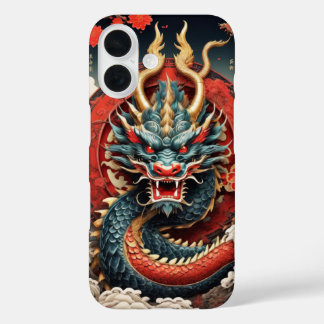 Coque Pour iPhone 16 Couverture traditionnelle de dragon chinois rouge