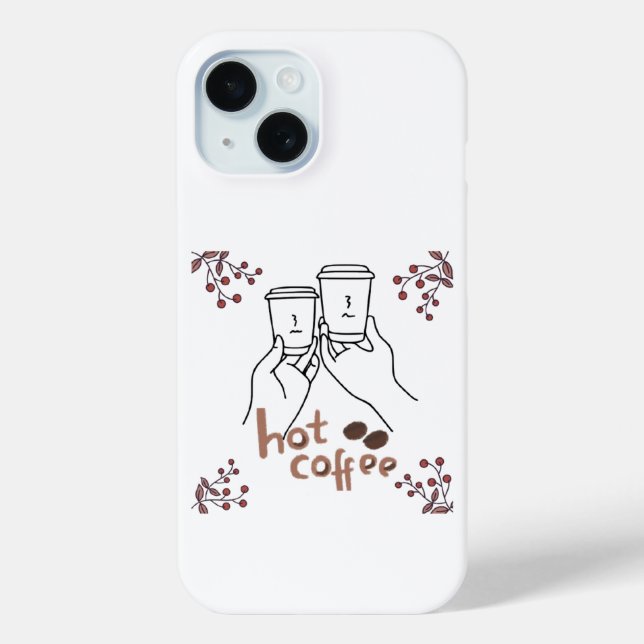 Coques Case-Mate iPhone Couvre-café chaud Dessin à la main Amoureux du caf (Verso)