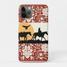 Cow-boy occidental rustique Cheval Fleur Art popul