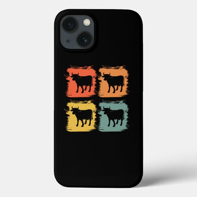 Coques Case-Mate iPhone Cow Bull Retro Pop Art Idée cadeau (Verso)