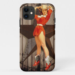 Coques Pour iPhone Cow-girl solitaire en bois de pays occidental