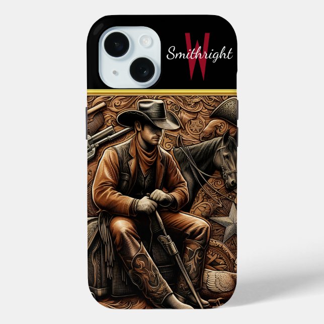 Coques Case-Mate iPhone Cowboy à pistons : Portrait Ouest sauvage (Verso)