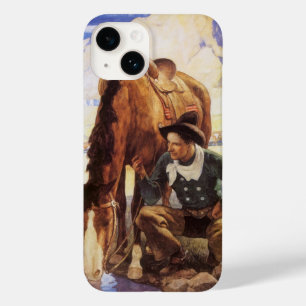 Coque Pour iPhone 14 Cowboy arroser son cheval par NC Wyeth, Art Vintag