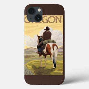 iPhone 13 Case Cowboy on Horseback Vintage Travel Poster