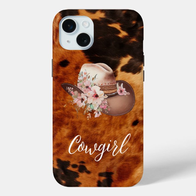 Coques Case-Mate iPhone Cowboy rose Floral Cowboy Casquette Brown Cowboy (Verso)