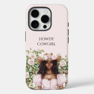Coque iPhone 16 Pro Cowgirl de clôture florale de rose rose