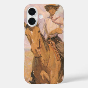 Coques iPhone 16 Cowgirl vintage Cowboy, Femme à cheval par Dunton