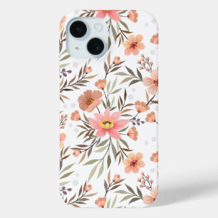 Coque Case-Mate iPhone Cozy Botanical Fleur de Pêche Floral à pois pour i