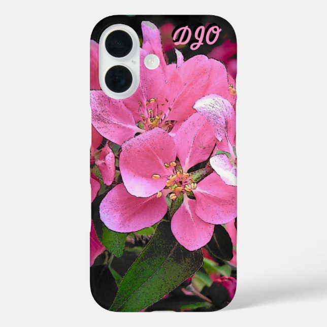 Coques Case-Mate iPhone Crabe rose Fleur de pomme et vos initiales (Verso)