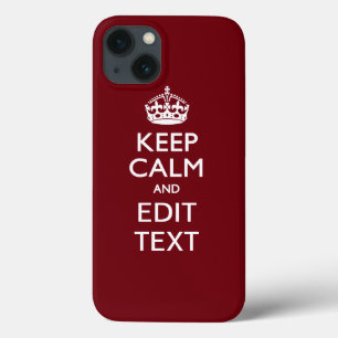 Etui iPhone 13 Cranberry Burgundy Gardez le calme et votre texte