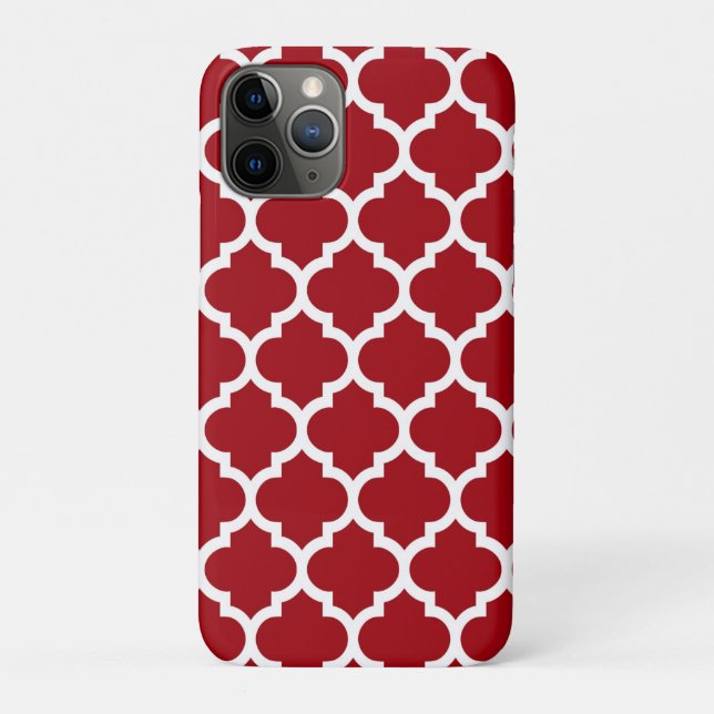 Coques Case-Mate iPhone Cranberry Red White Marocain Quatrefoil Motif #5 (Dos)
