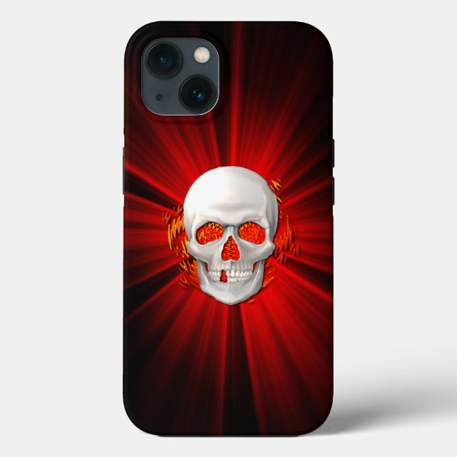 Coques Case-Mate iPhone Crâne 3D en feu vif (Verso)