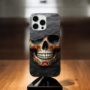 Coque iPhone 16 Pro Max Crâne à sucre floral vibrant