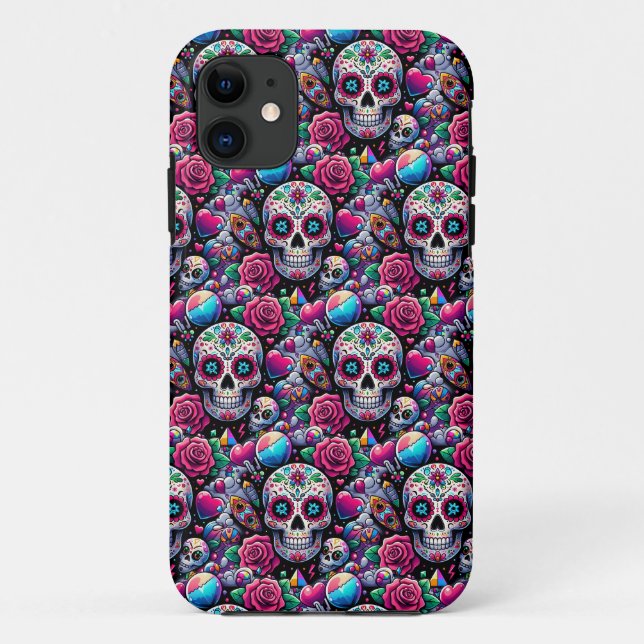 Coques Case-Mate iPhone Crâne à sucre - Immortalité florale (Dos)