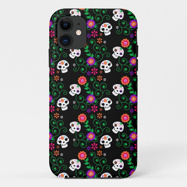 Coques Case-Mate iPhone crâne à sucre noir (Dos)