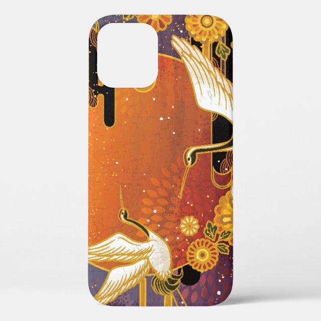 Coques Case-Mate iPhone Crane Bird Chrysanthemum Motif japonais (Verso)