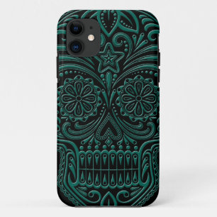 Coque Case-Mate iPhone Crâne bleu turquoise complexe de sucre sur le noi