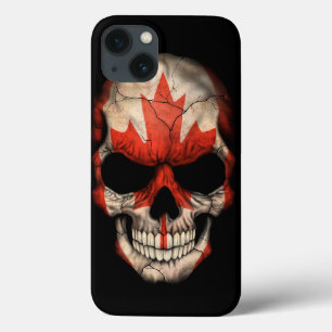 Coque Case-Mate iPhone Crâne canadien de drapeau sur le noir