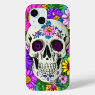Coque Case-Mate iPhone crâne coloré avec des fleurs