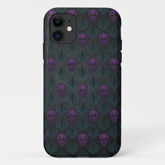 COQUES Case-Mate iPhone CRÂNE DAMASK BLEU VERT POURPRE (Dos)
