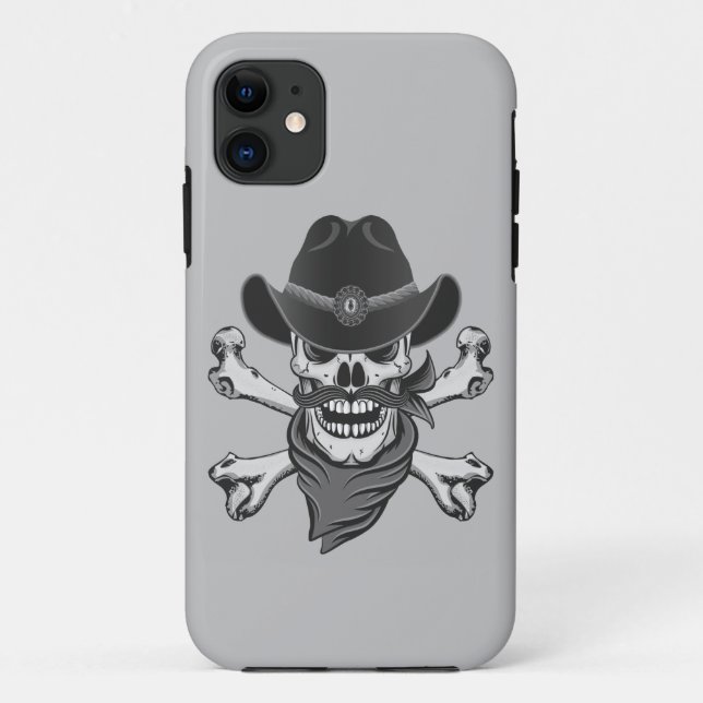 Coques Case-Mate iPhone Crâne de cow-boy et os croisés (Dos)