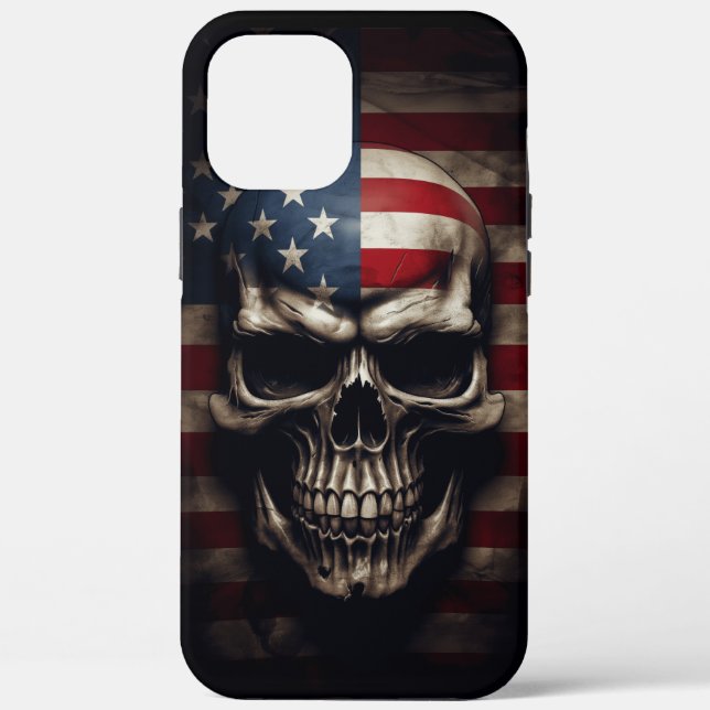 Coques Case-Mate iPhone Crâne de drapeau américain  (Verso)