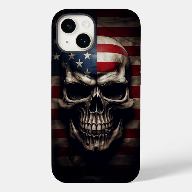 Coques Case-Mate iPhone Crâne de drapeau américain  (Verso)