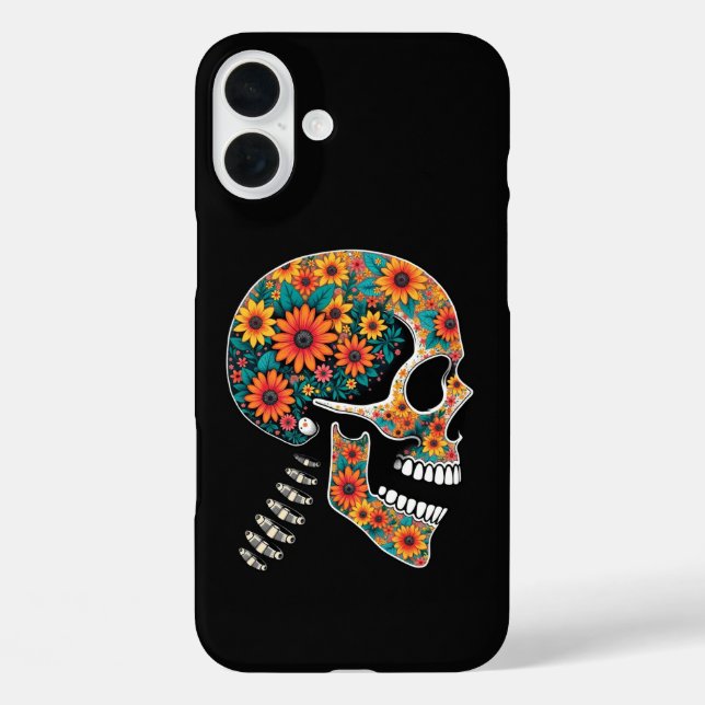 Coques Case-Mate iPhone Crâne de néon- Halloween gothique (Verso)