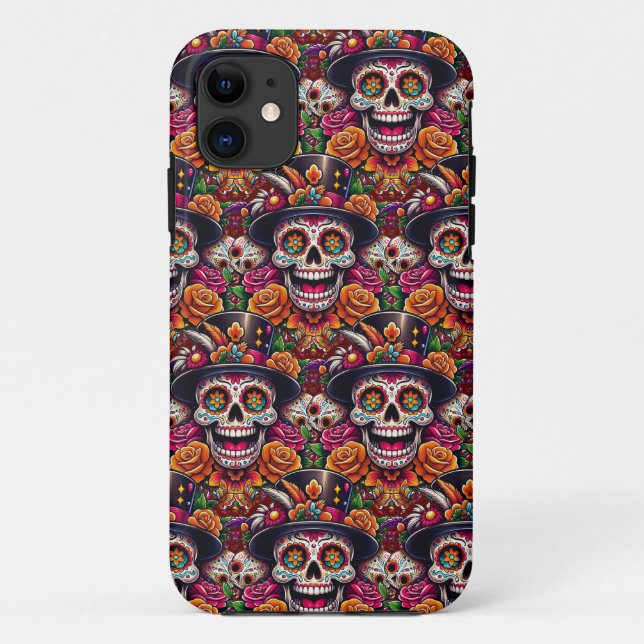 Coques Case-Mate iPhone Crâne de sucre Art - Marigold Crâne de sucre (Dos)