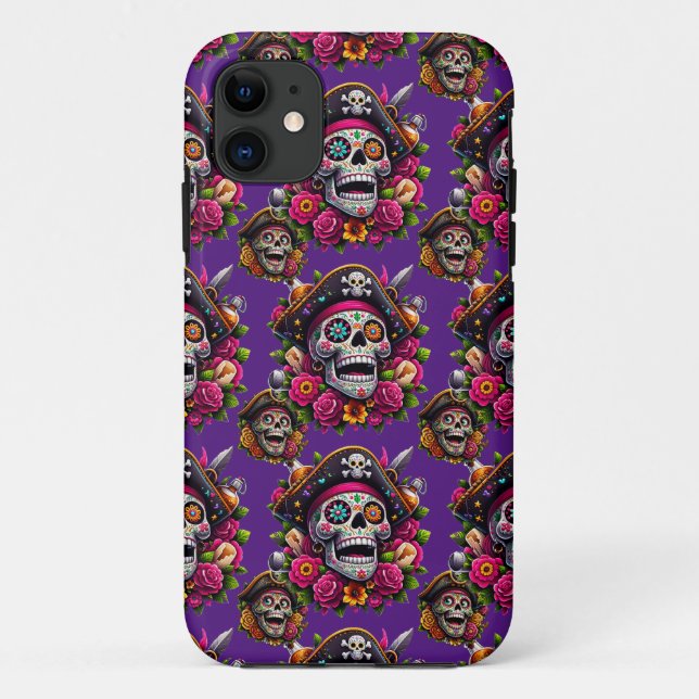 Coques Case-Mate iPhone Crâne de sucre - Crâne de jument de pirate (violet (Dos)