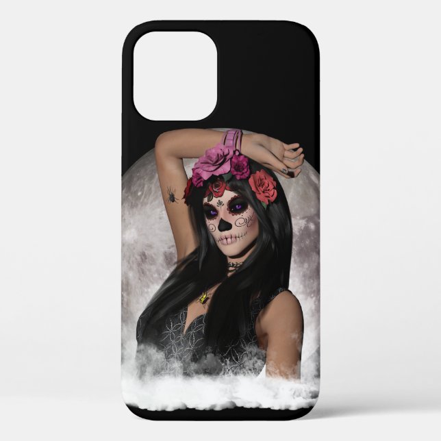 Coques Case-Mate iPhone Crâne de sucre de pleine lune gothique yeux violet (Verso)