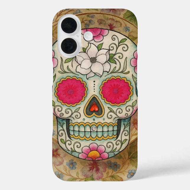 Coques Case-Mate iPhone Crâne de sucre de tasse à thé (Verso)