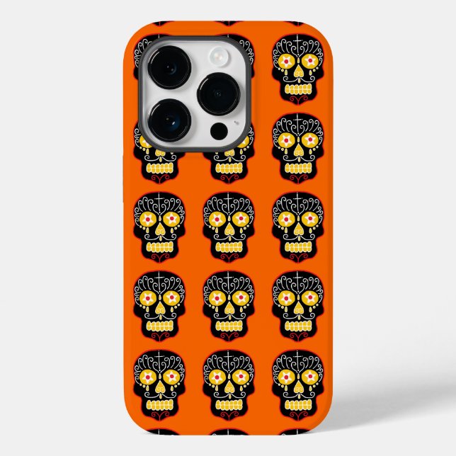 Coques Case-Mate iPhone Crâne de sucre noir (Verso)