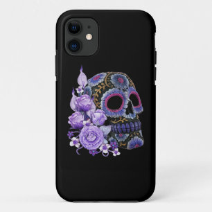 Case-Mate iPhone Case Crâne de sucre noir violet Floral Jour des morts