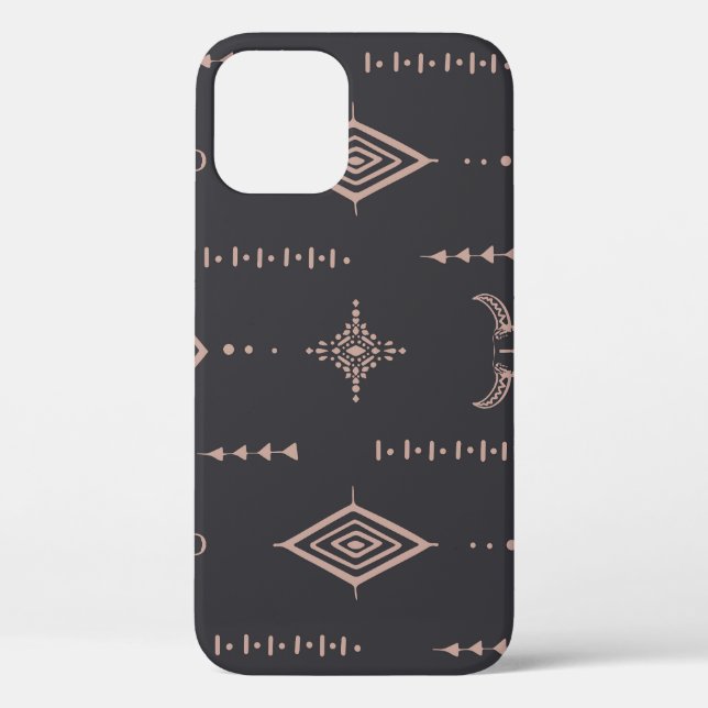 Coques Case-Mate iPhone Crâne de taureau de Boho, sans couture ethnique. (Verso)