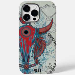 Coque Case-Mate iPhone Crâne de vache à vapeur et plumes tribales indienn
