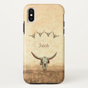 Case-Mate iPhone Case Crâne de vache Brown Western Pays Style rustique